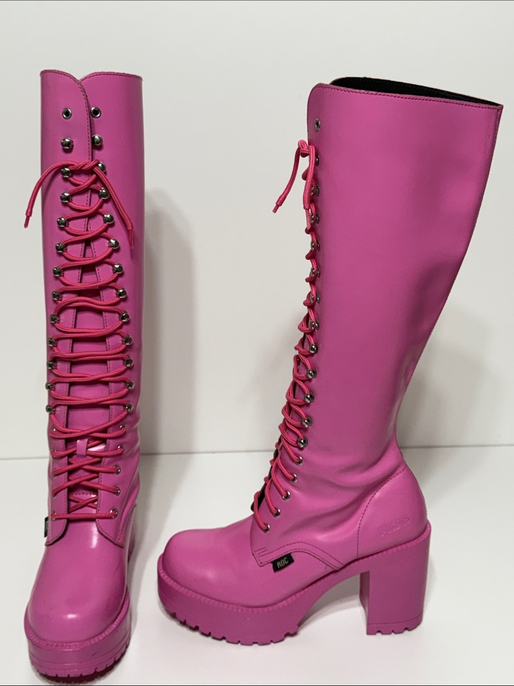 ROC Boots Australia “Lash” Leather Knee-High Lace-Up Platform Boots Rare